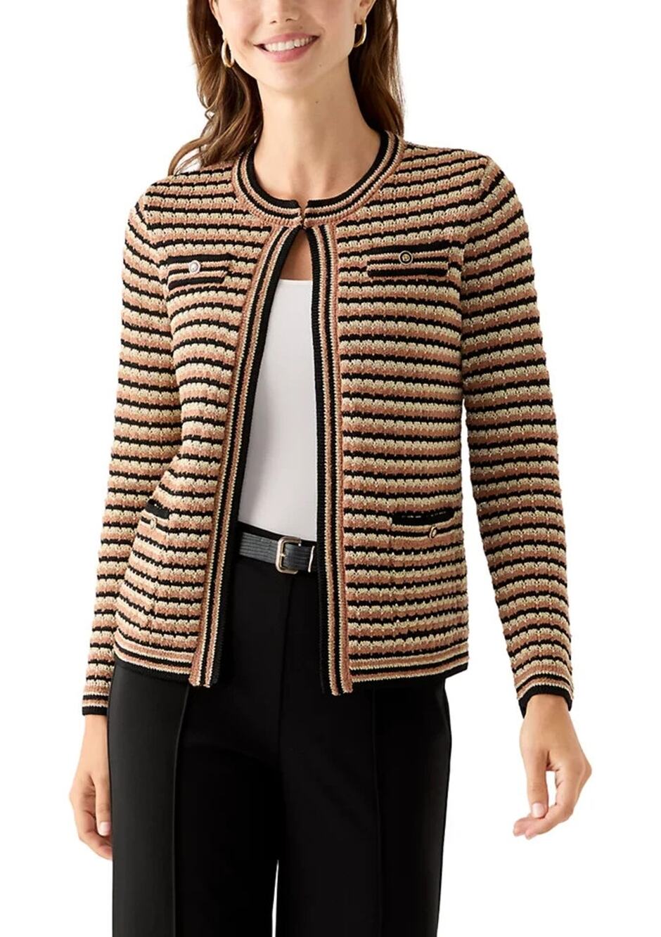 Anne Klein Women's Textured Cardigan Multi Size 1X 4046